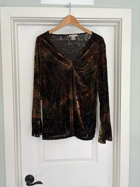 Susan Lawrence Crushed Velvet Bell Sleeve Top 3XL